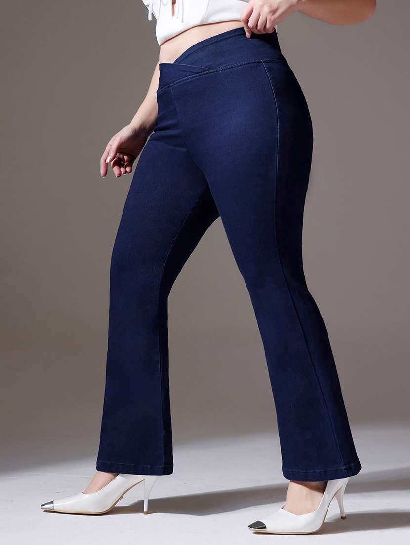 women solid high rise bootcut jeans - 22403095 -  Standard Image - 1