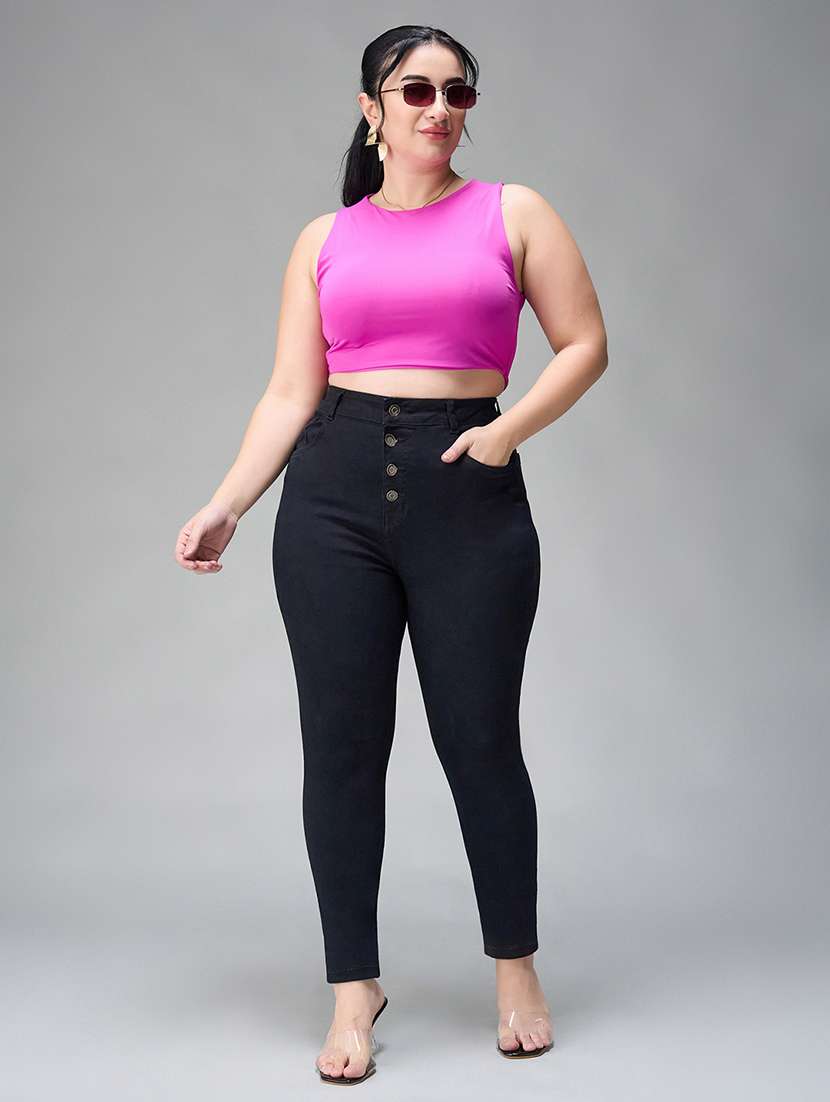 women solid high rise skinny jean - 22403110 -  Standard Image - 4