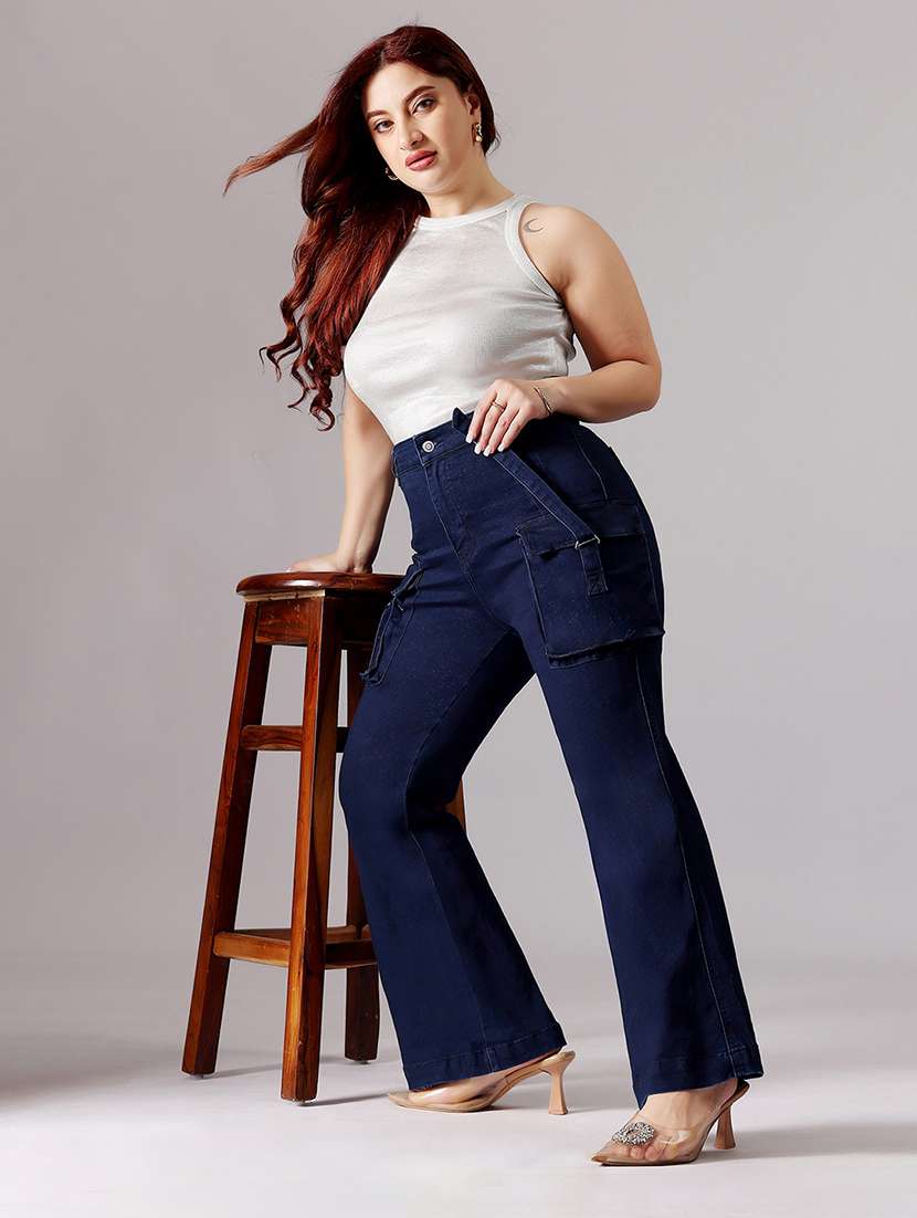 women solid high rise bootcut jeans - 22403112 -  Standard Image - 4