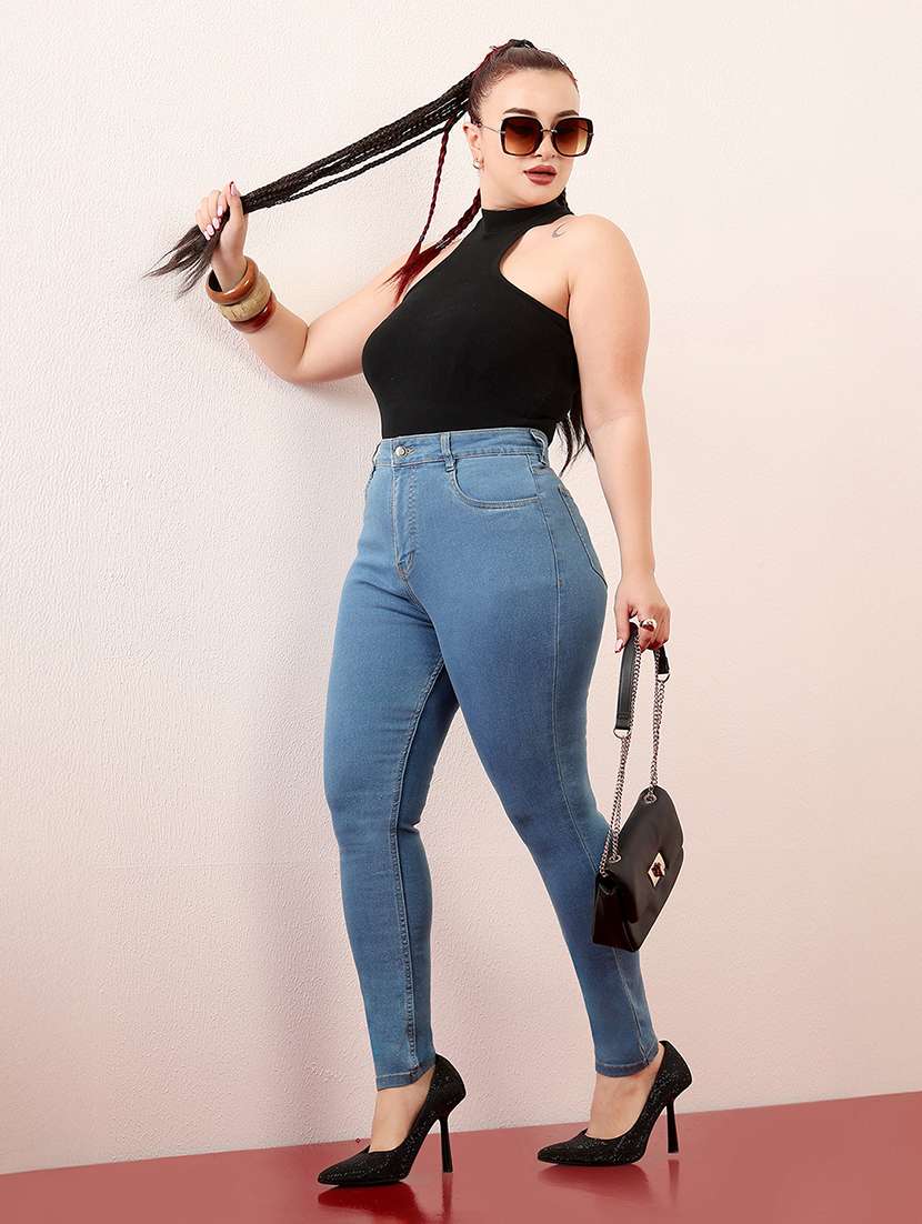 women solid high rise skinny jean - 22403122 -  Standard Image - 4