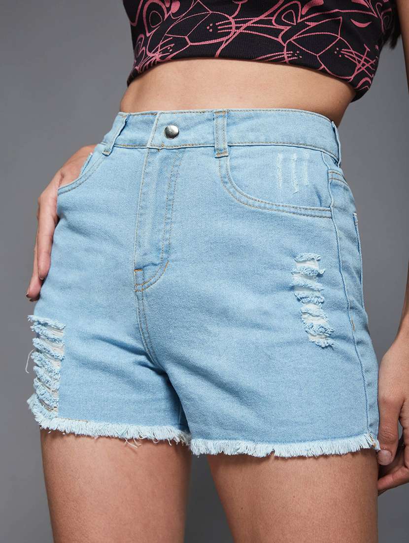 women high rise denim shorts  - 22403133 -  Standard Image - 1