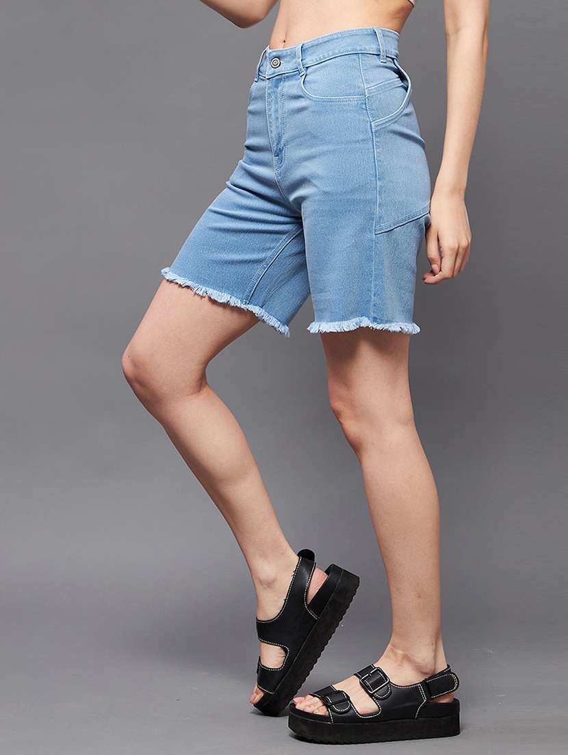 women high rise denim bermuda short - 22403136 -  Standard Image - 1