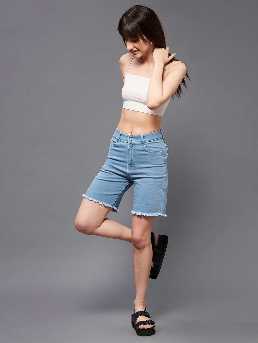 women high rise denim bermuda short - 22403136 -  Standard Image - 4