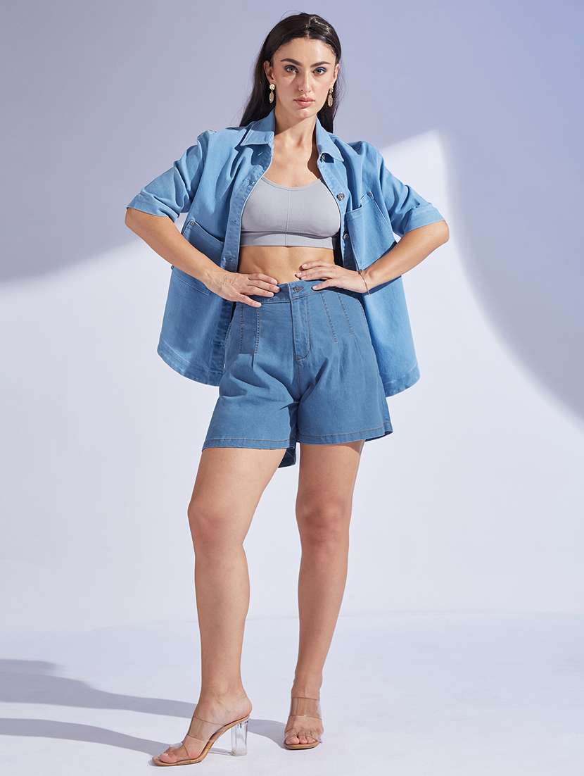 women high rise denim shorts  - 22403143 -  Standard Image - 4