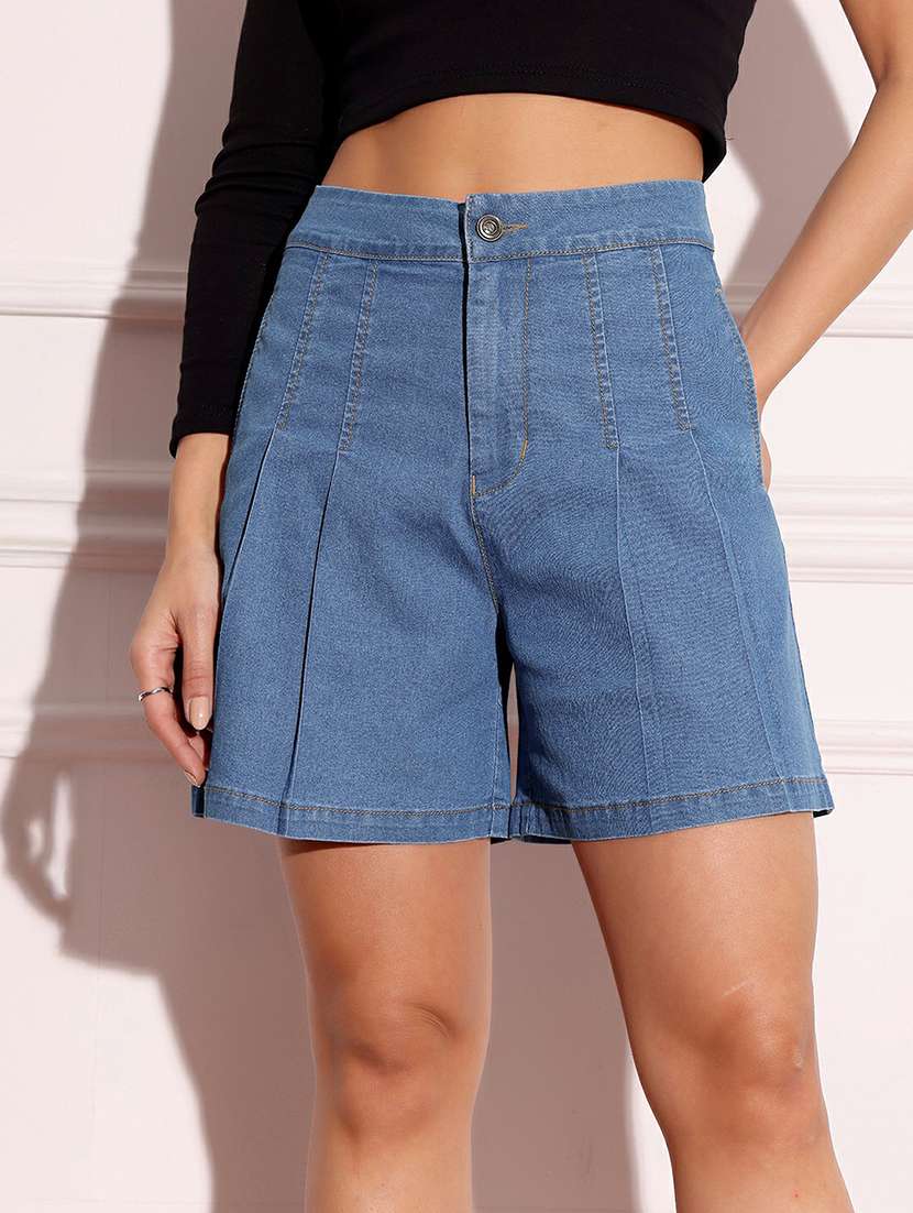 women high rise denim shorts  - 22403155 -  Standard Image - 1