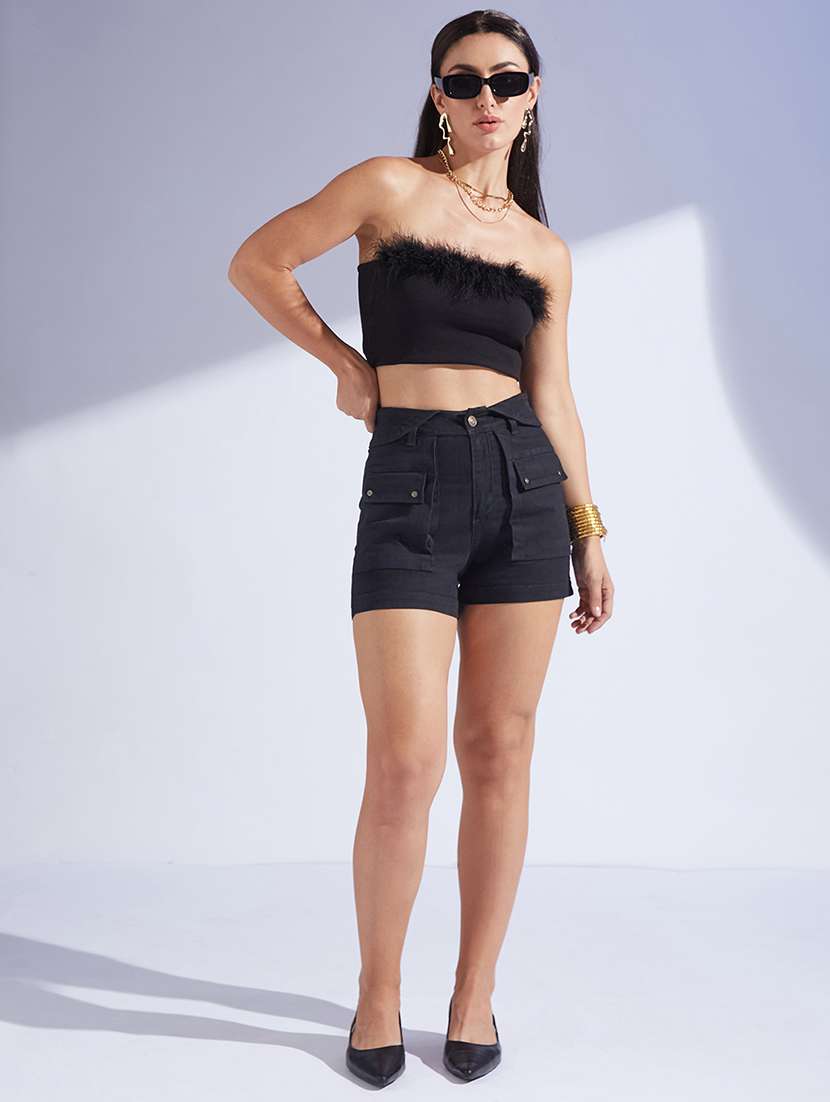 women high rise denim shorts  - 22403156 -  Standard Image - 4