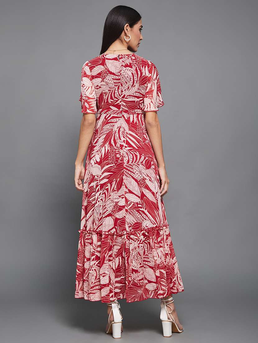 women printed flared sleeve wrap dress - 22403196 -  Standard Image - 4