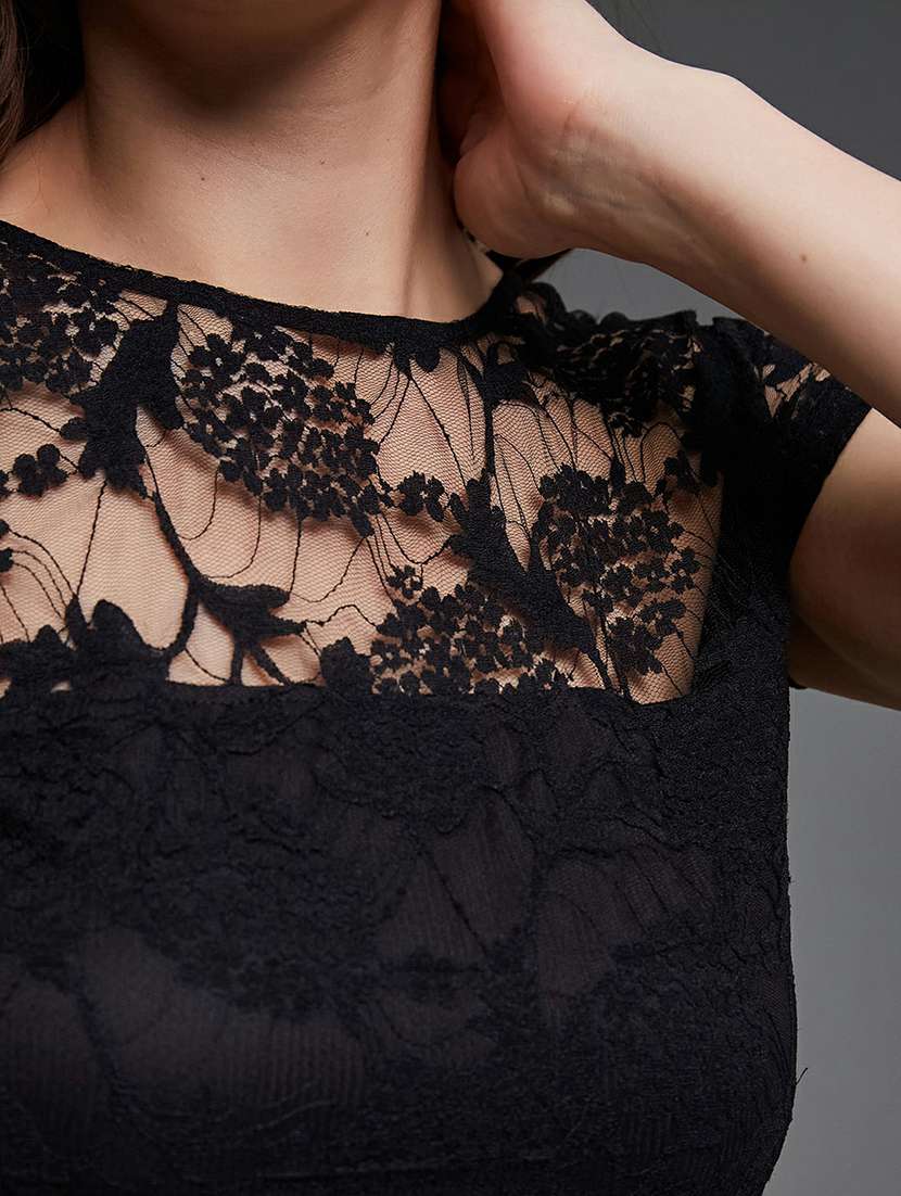 women self designed lace fit & flare dress - 22403212 -  Standard Image - 1