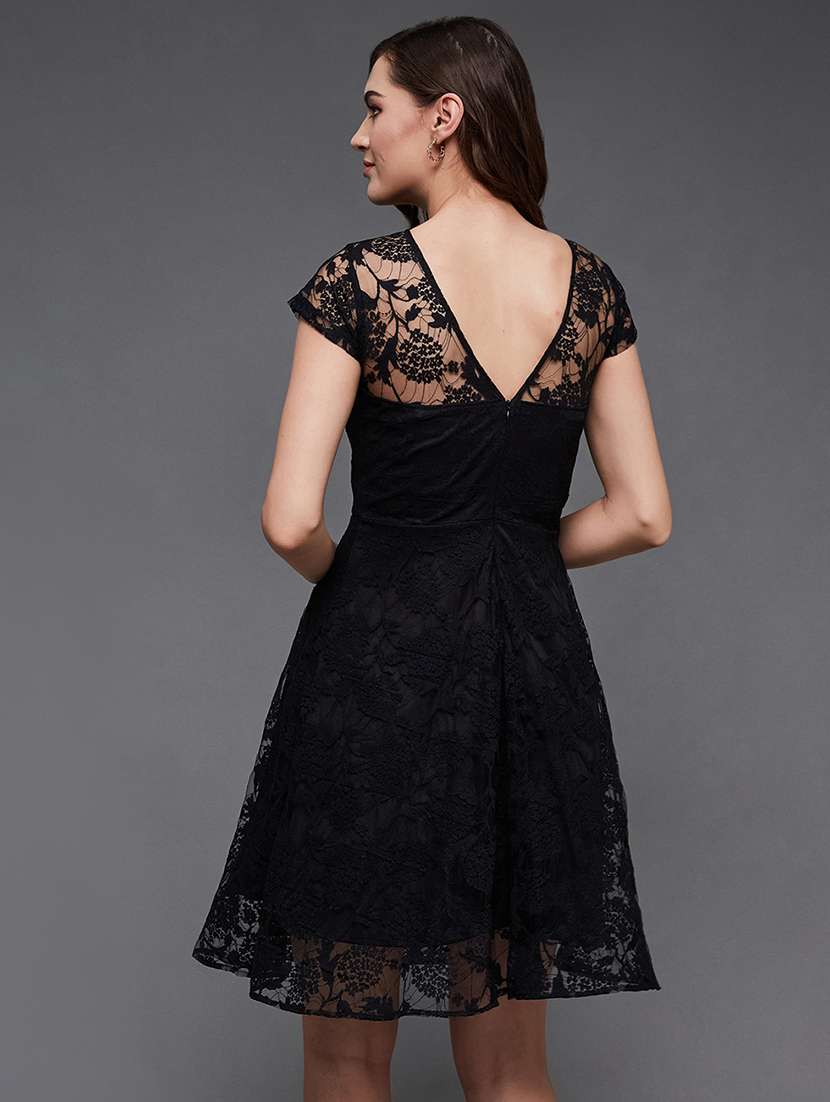 women self designed lace fit & flare dress - 22403212 -  Standard Image - 4