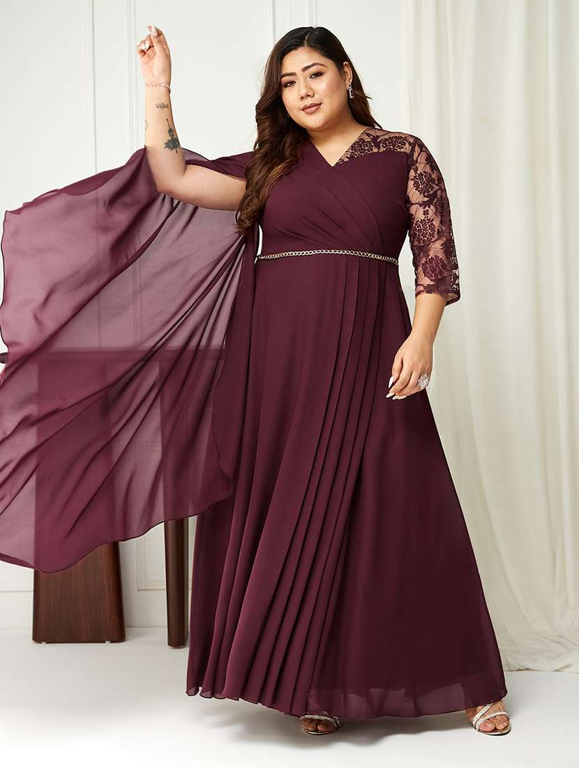 women plus size solid drape flared dress - 22403220 -  Standard Image - 4