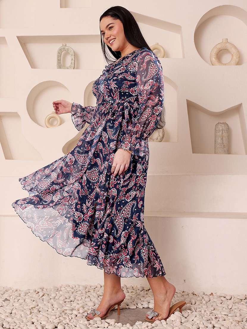 Women Plus Size Printed Long Sleeve Dress - 22403221 -  Standard Image - 1