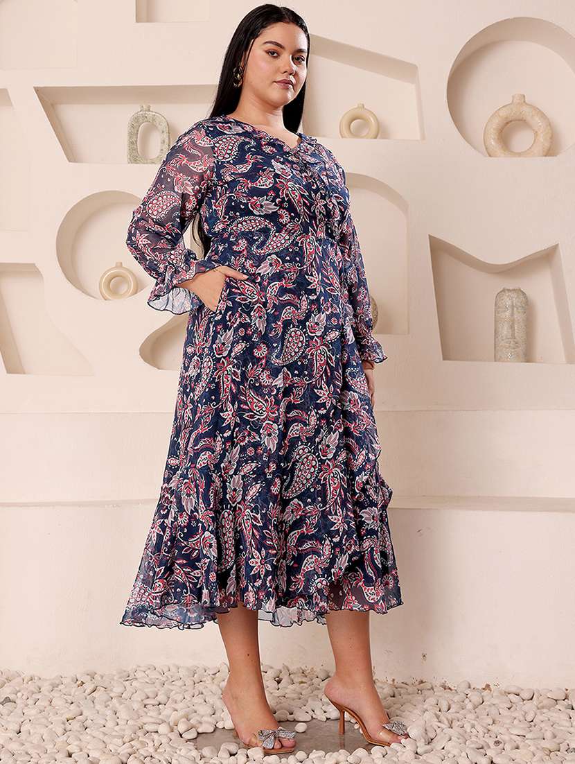 Women Plus Size Printed Long Sleeve Dress - 22403221 -  Standard Image - 4