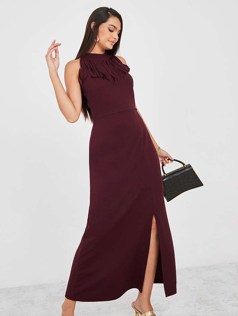 women solid halter neck bodycon dress - 22403231 -  Standard Image - 1