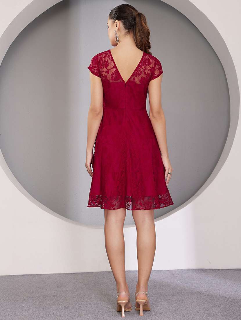 women self designed lace fit & flare dress - 22403233 -  Standard Image - 4