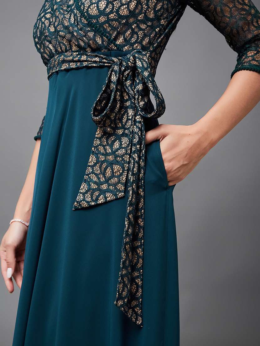 women self designed lace fit & flare dress - 22403235 -  Standard Image - 1