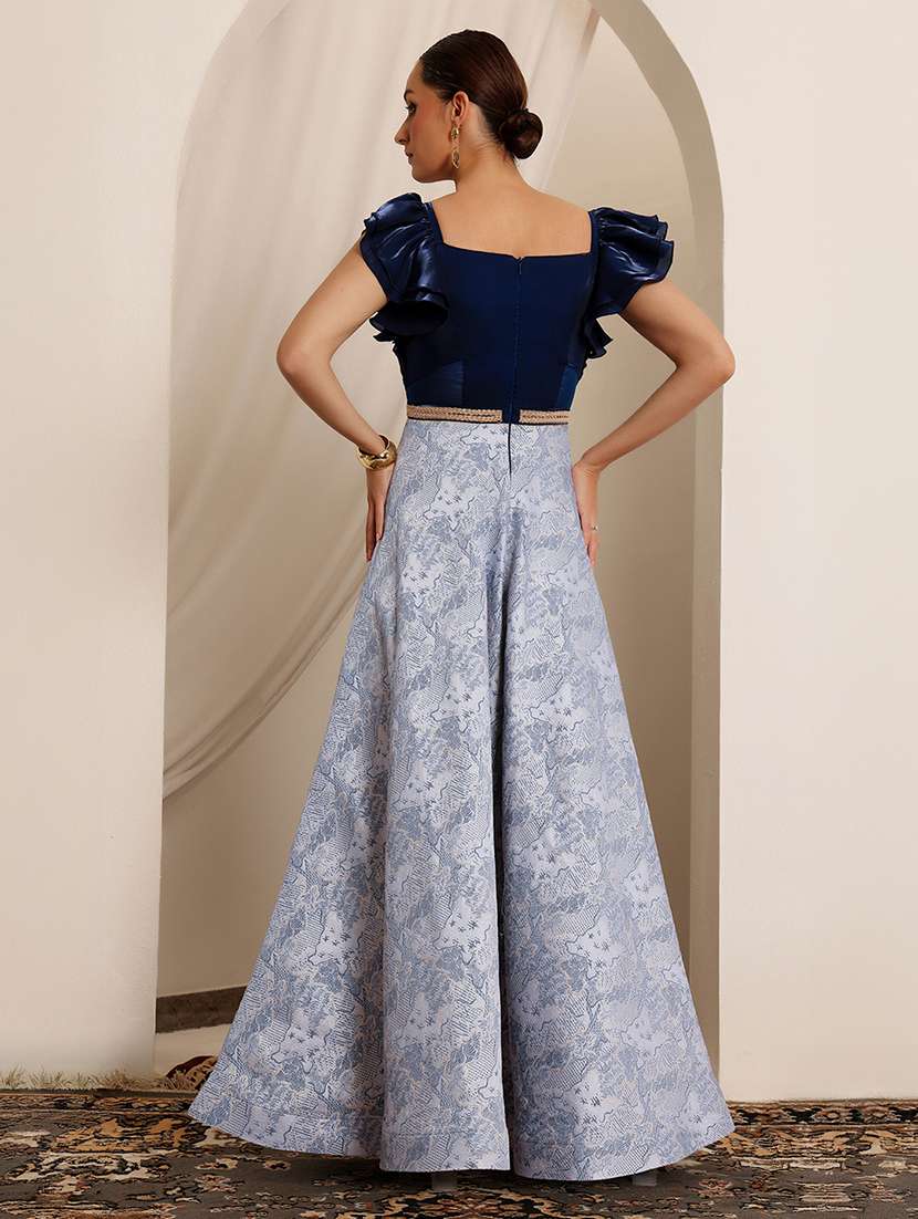 women printed ruffle sleeve fit & flare dress - 22403236 -  Standard Image - 4