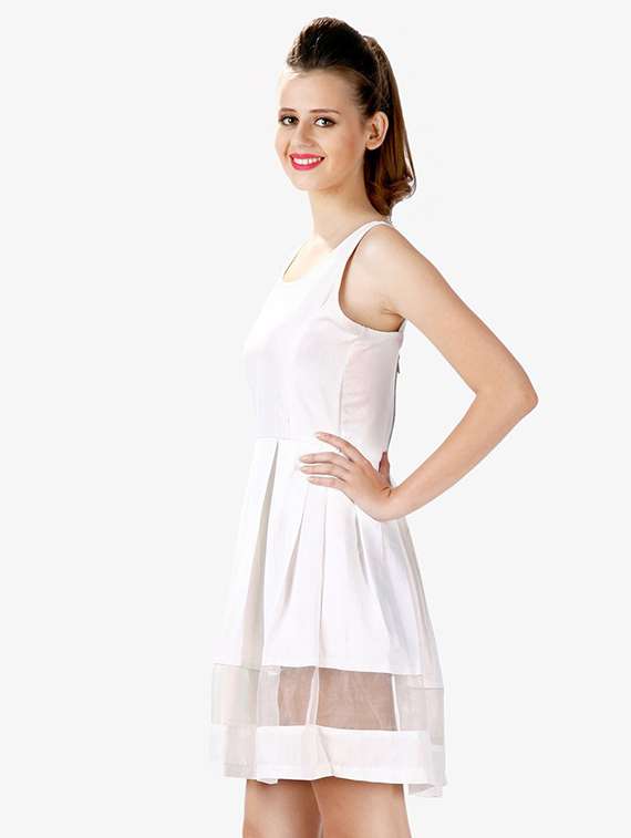 women solid sleeveless fit & flare dress - 22403241 -  Standard Image - 1