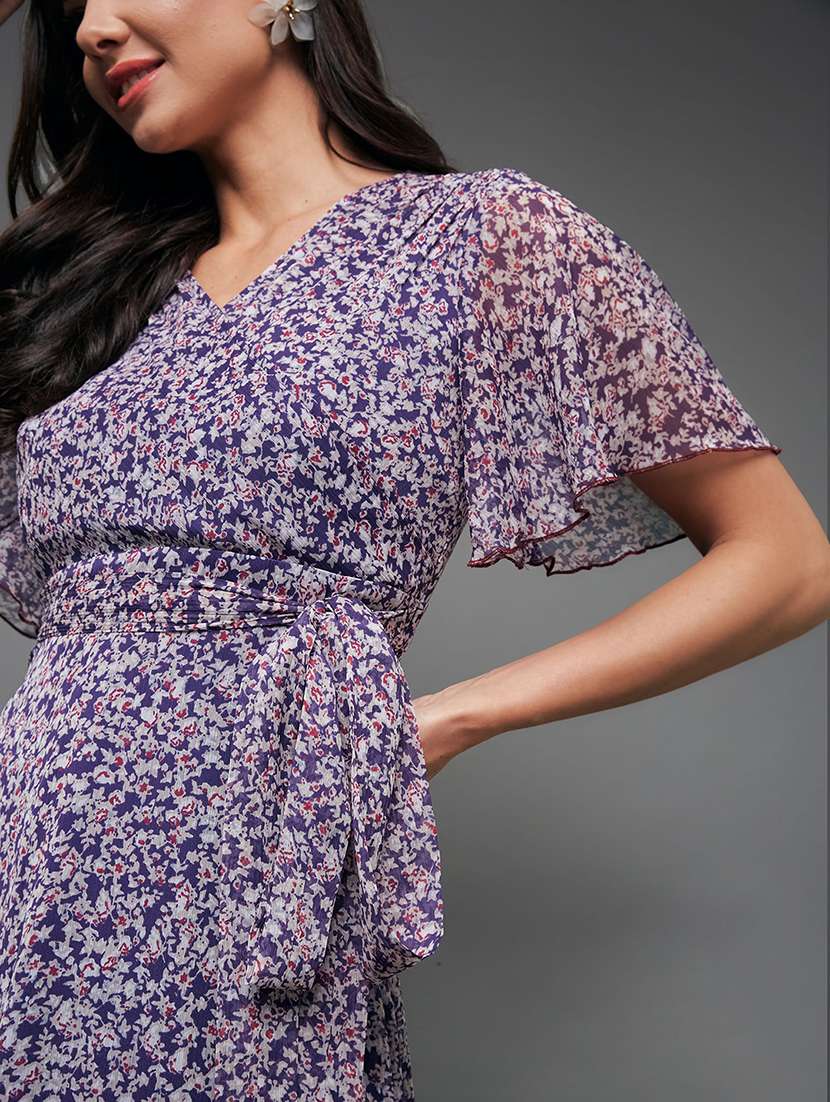 women floral print flared sleeve tiered dress - 22403245 -  Standard Image - 1