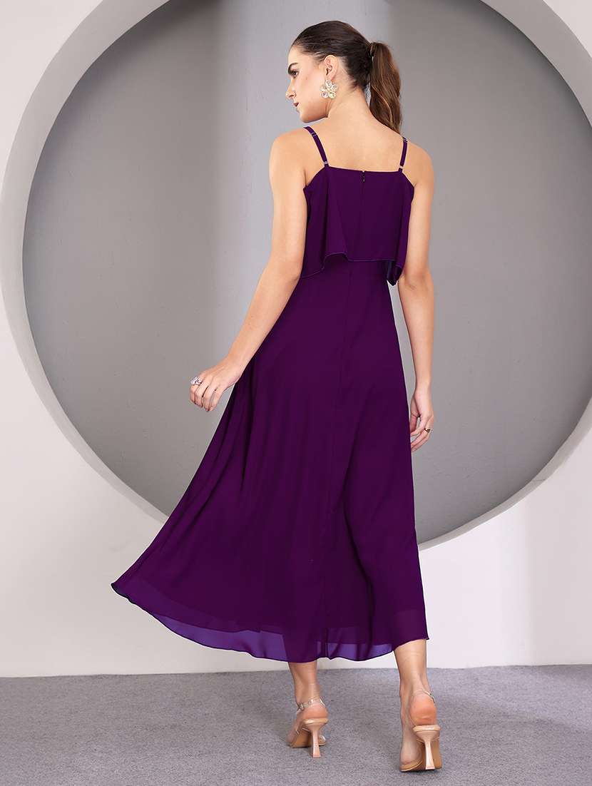 women solid shoulder strap fit & flare dress - 22403248 -  Standard Image - 4