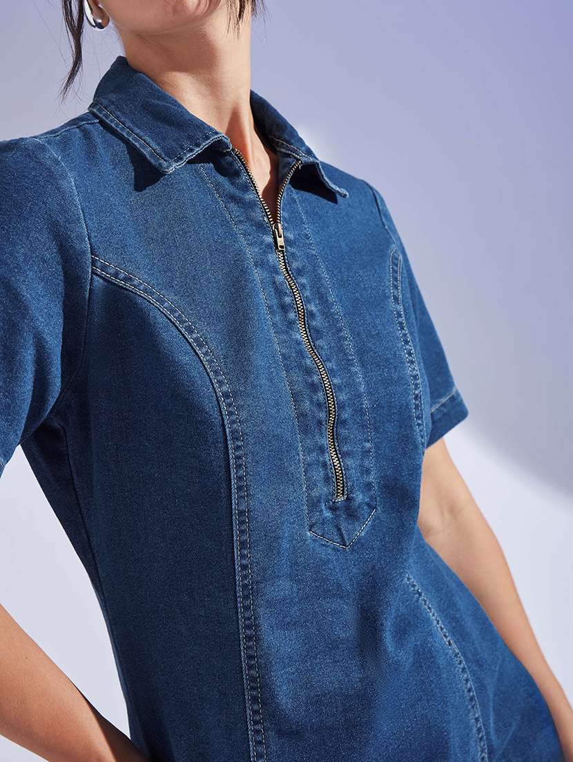 women solid collared short sleeve sheath dress - 22403250 -  Standard Image - 1