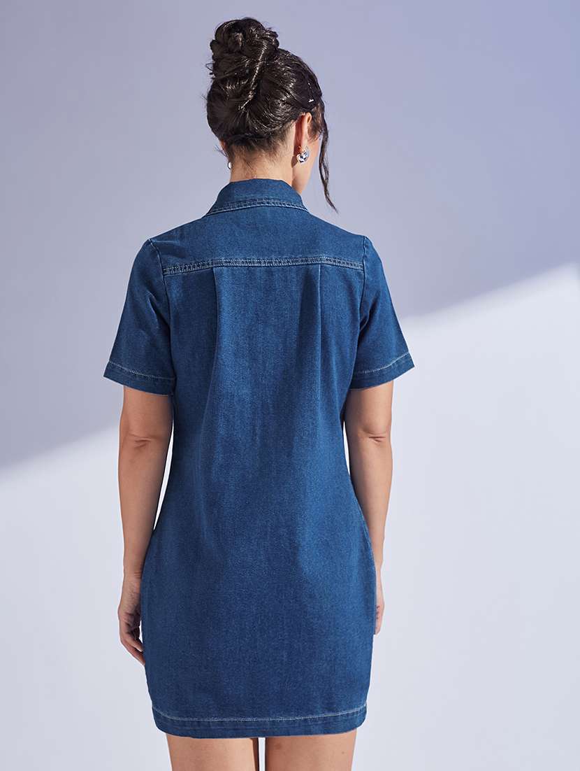 women solid collared short sleeve sheath dress - 22403250 -  Standard Image - 4