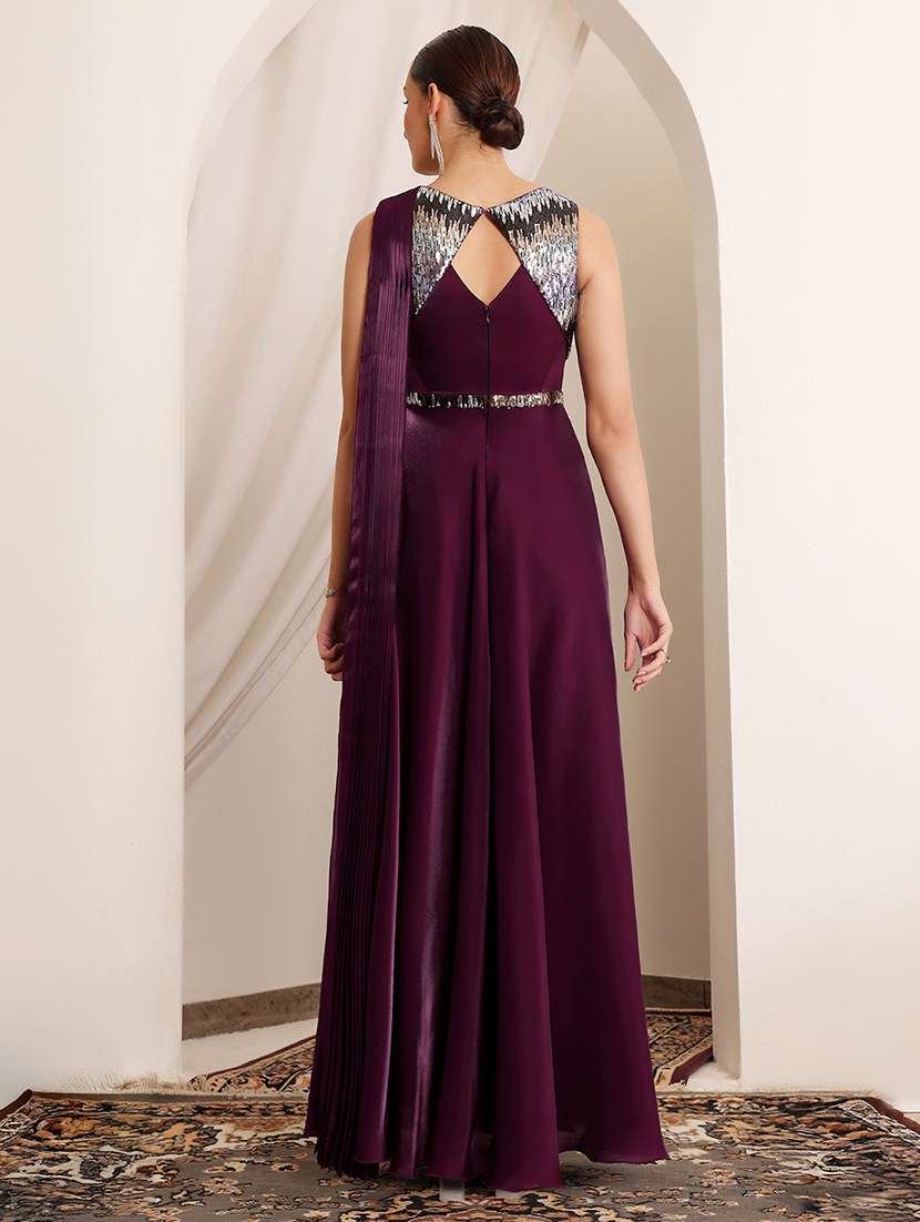 women sequined sleeveless drape flared dress - 22403252 -  Standard Image - 4