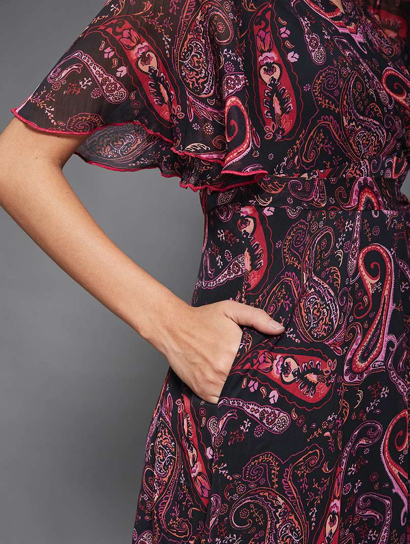 women printed flared sleeve tiered dress - 22403254 -  Standard Image - 1