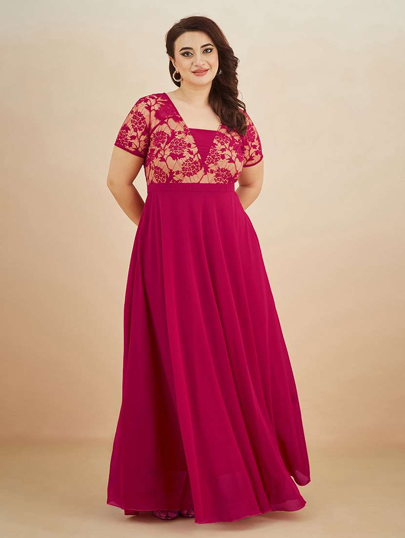 women self designed short sleeve lace dress - 22403256 -  Standard Image - 4