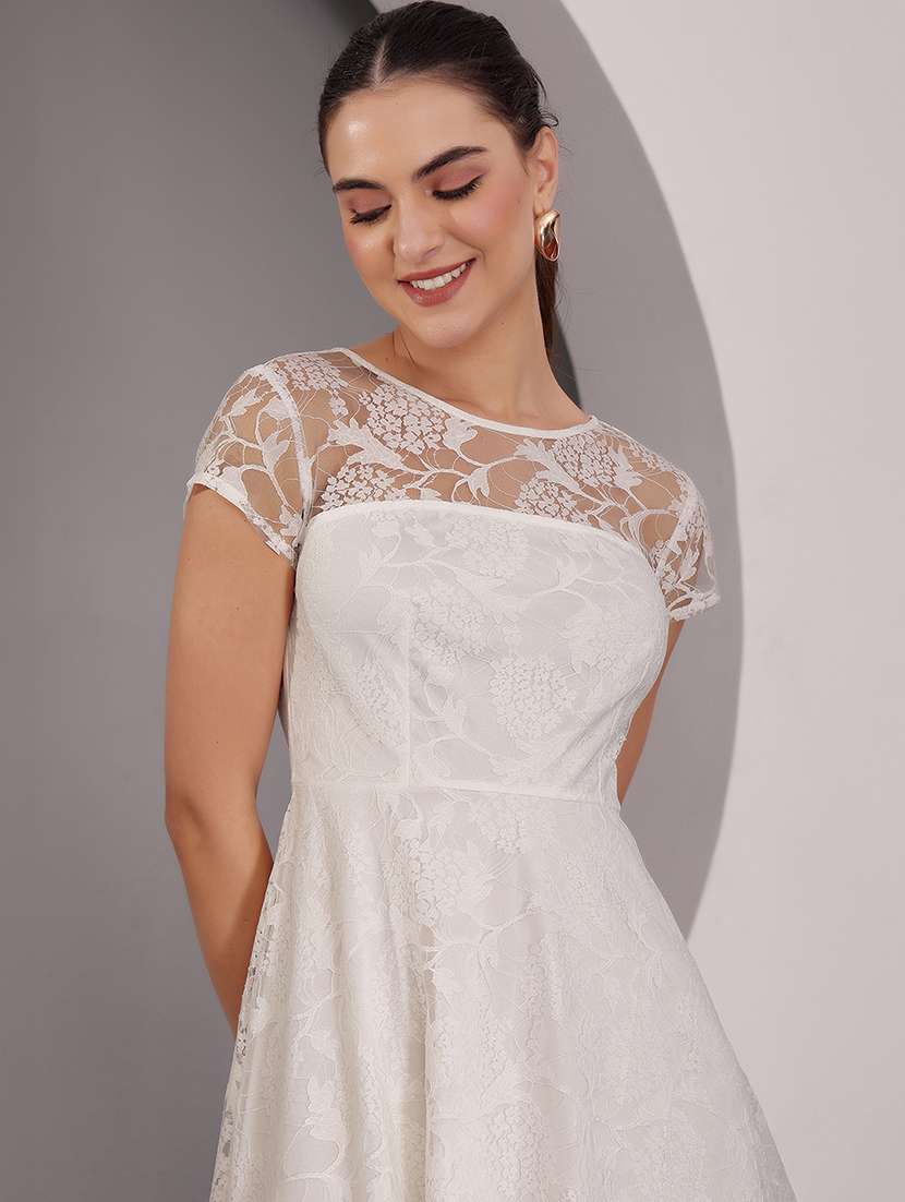 women self desinged lace fit & flared dress - 22403259 -  Standard Image - 1