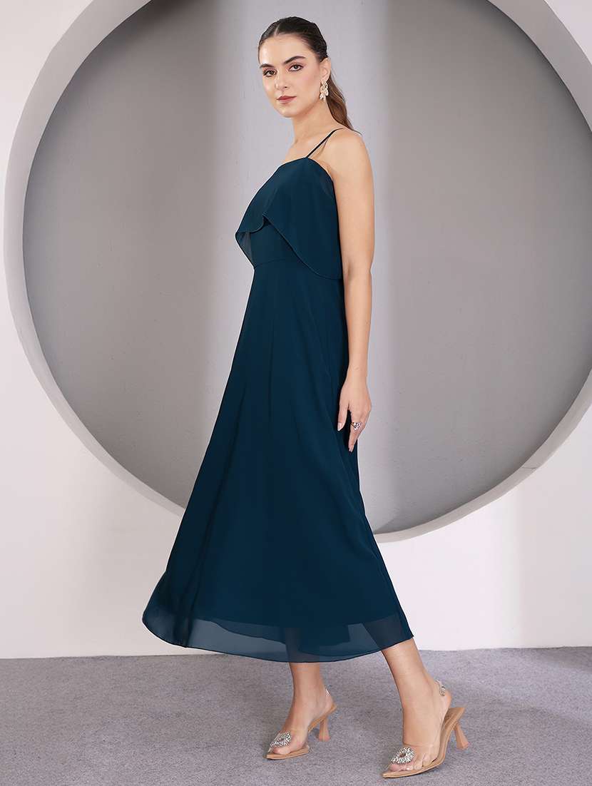 women solid shoulder strap a-line dress - 22403260 -  Standard Image - 1