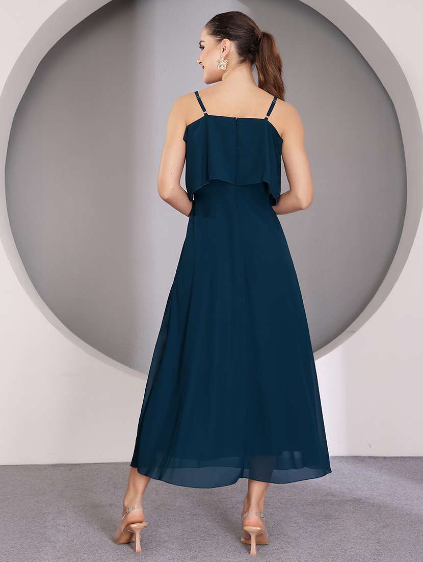 women solid shoulder strap a-line dress - 22403260 -  Standard Image - 4