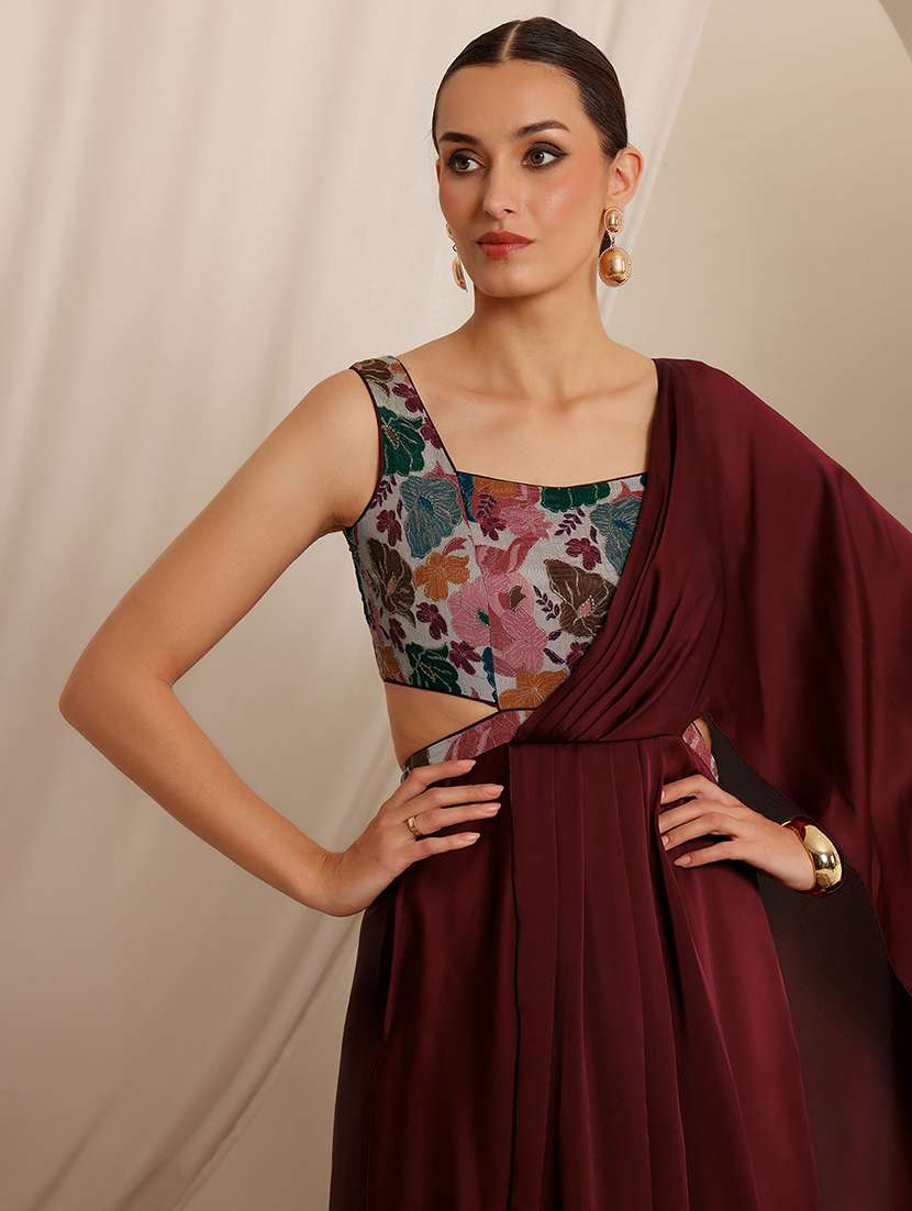 women printed sleeveless drape flared dress - 22403265 -  Standard Image - 1