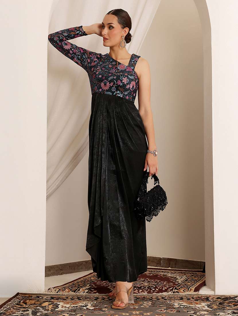 women self designed single shoulder sheath dress