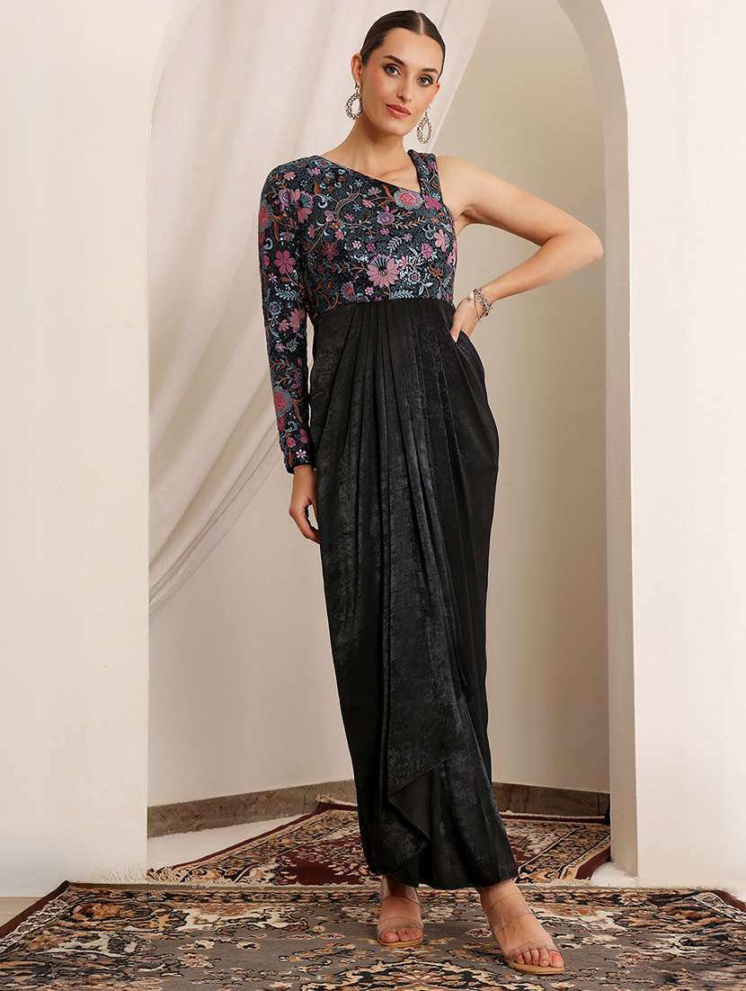 women self designed single shoulder sheath dress - 22403266 -  Standard Image - 1