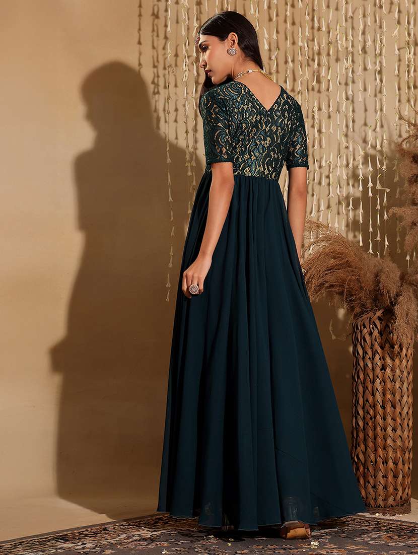 women self designed lace fit & flare dress - 22403270 -  Standard Image - 4