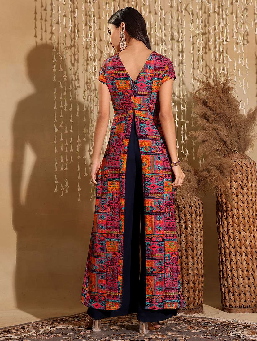 Women Printed Short Sleeve Fusion Jumpsuit - 22403272 -  Standard Image - 4