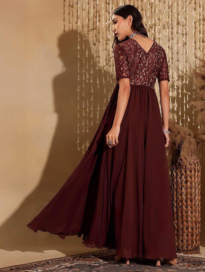 women self designed lace fit & flare dress - 22403274 -  Standard Image - 4