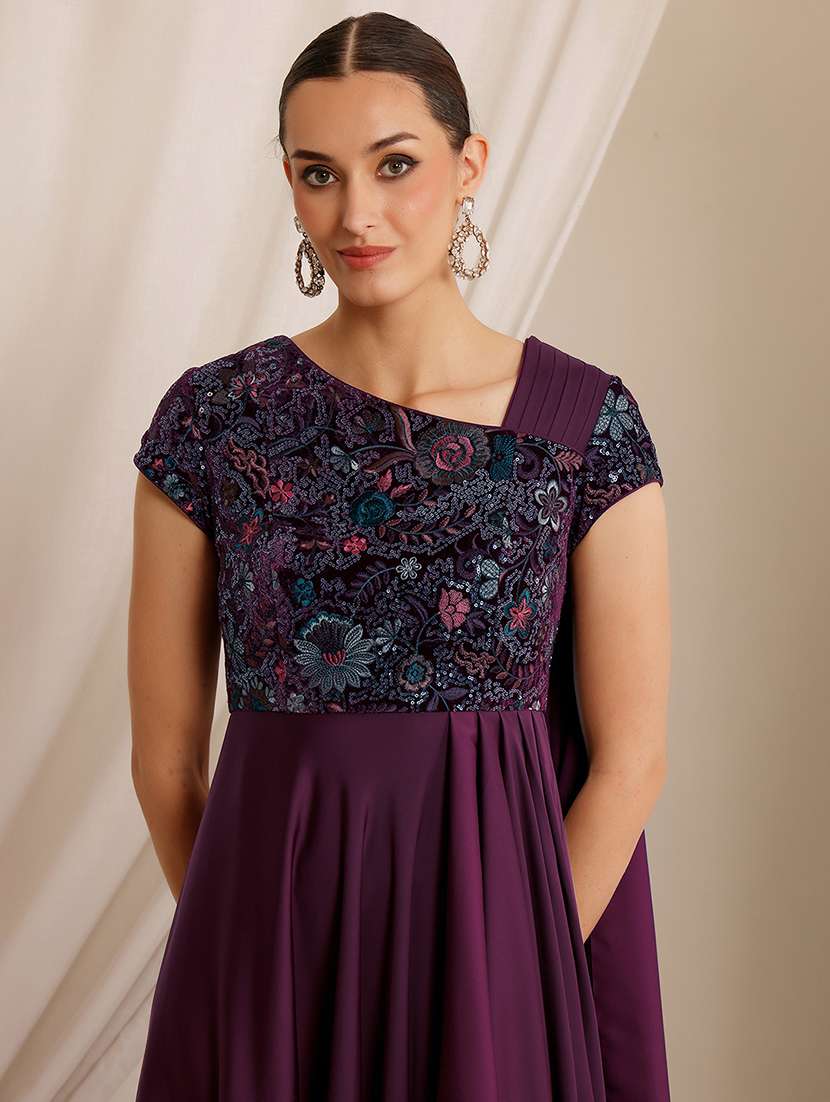 women embroidetred short sleeve fit & flare dress - 22403282 -  Standard Image - 1