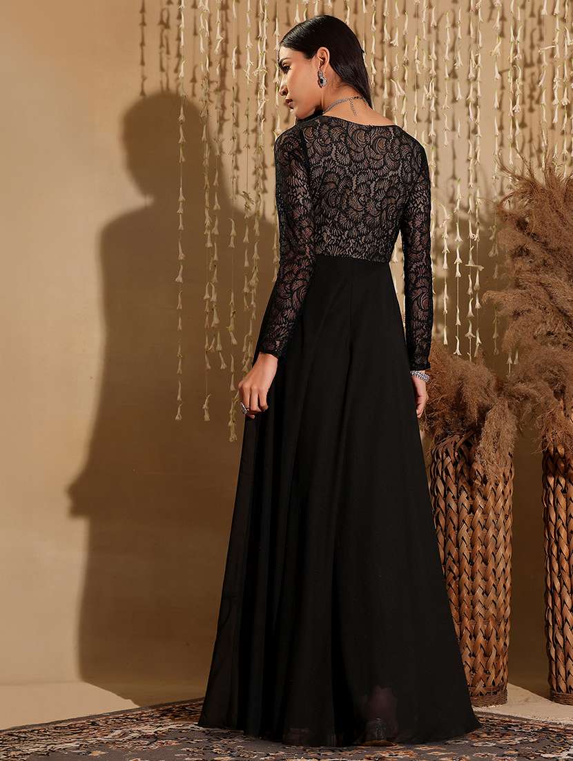 women self designed long sleeve lace fit & flare dress - 22403283 -  Standard Image - 4