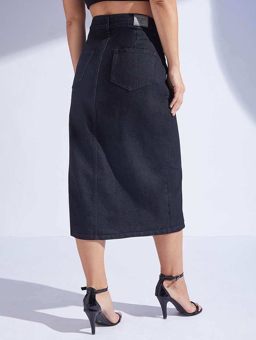 women solid high rise straight skirt - 22403306 -  Standard Image - 4
