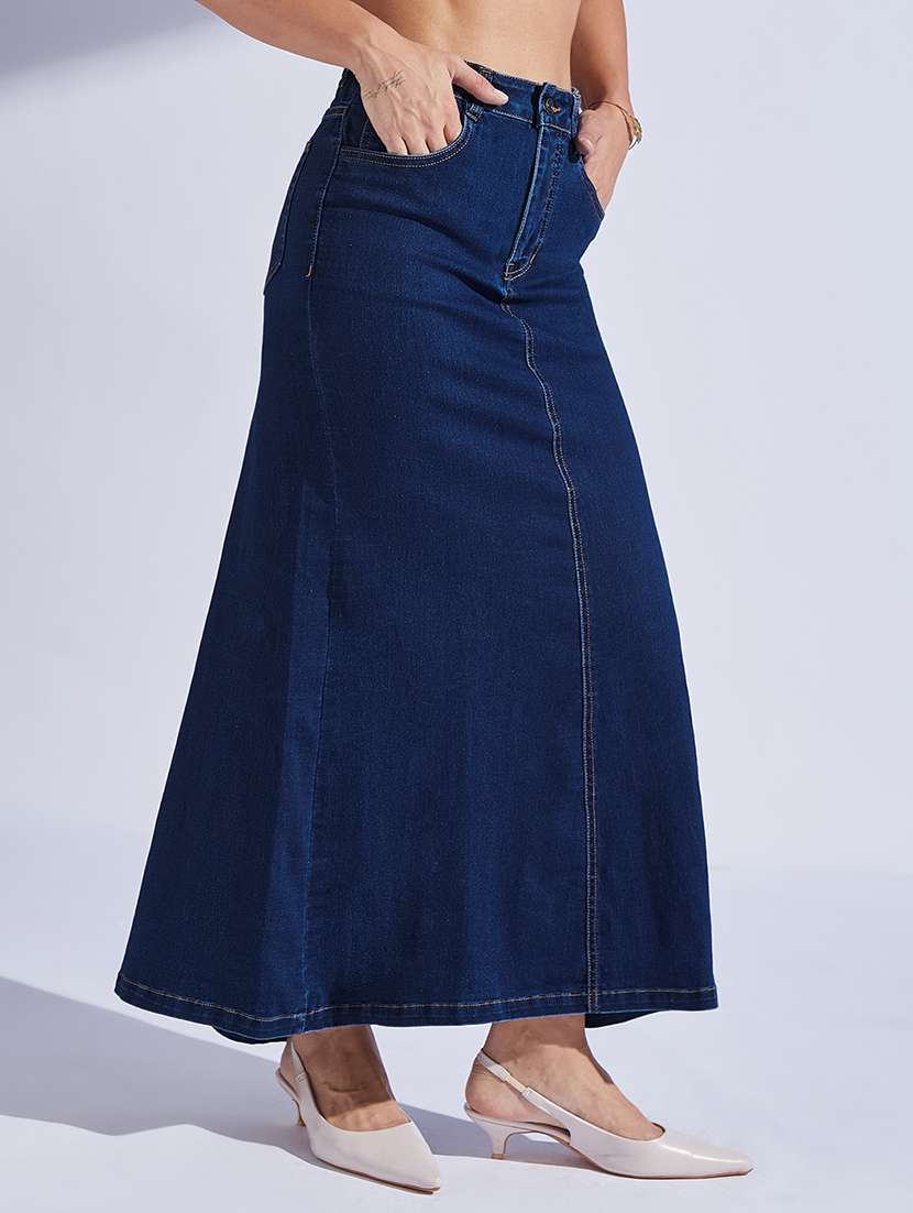 women solid high rise a-line skirt - 22403308 -  Standard Image - 1