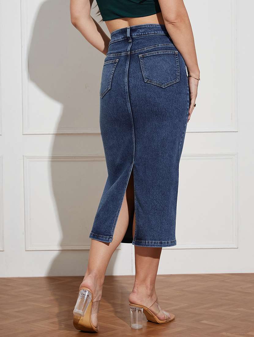 women solid high rise pencil skirt - 22403310 -  Standard Image - 4