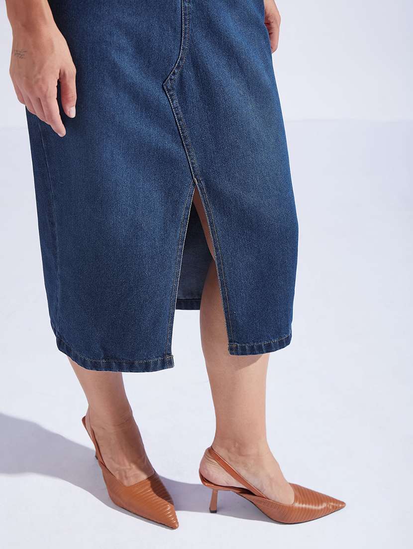 women solid high rise straight skirt - 22403312 -  Standard Image - 1