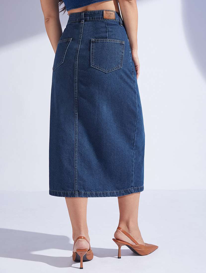 women solid high rise straight skirt - 22403312 -  Standard Image - 4