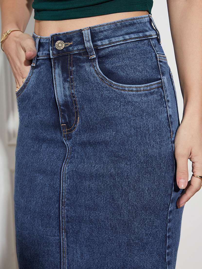 women solid high rise pencil skirt - 22403316 -  Standard Image - 1