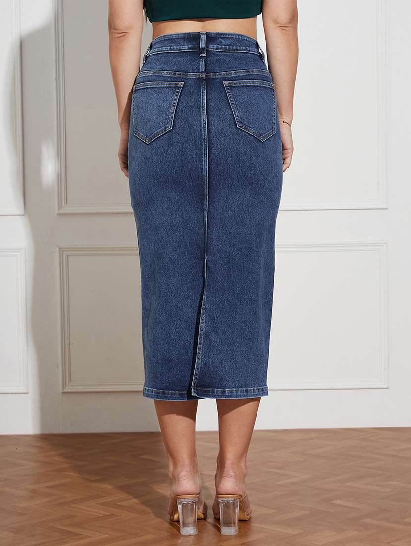 women solid high rise pencil skirt - 22403316 -  Standard Image - 4