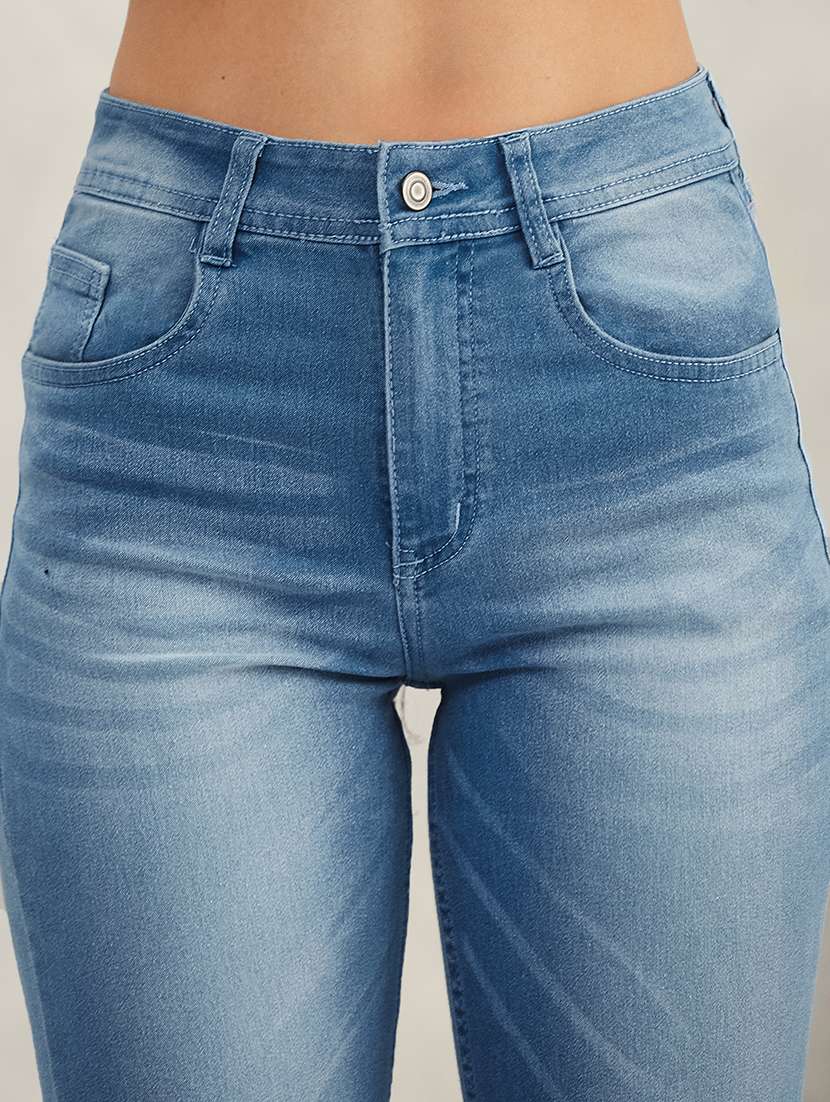 women solid high rise straight jeans - 22403358 -  Standard Image - 1