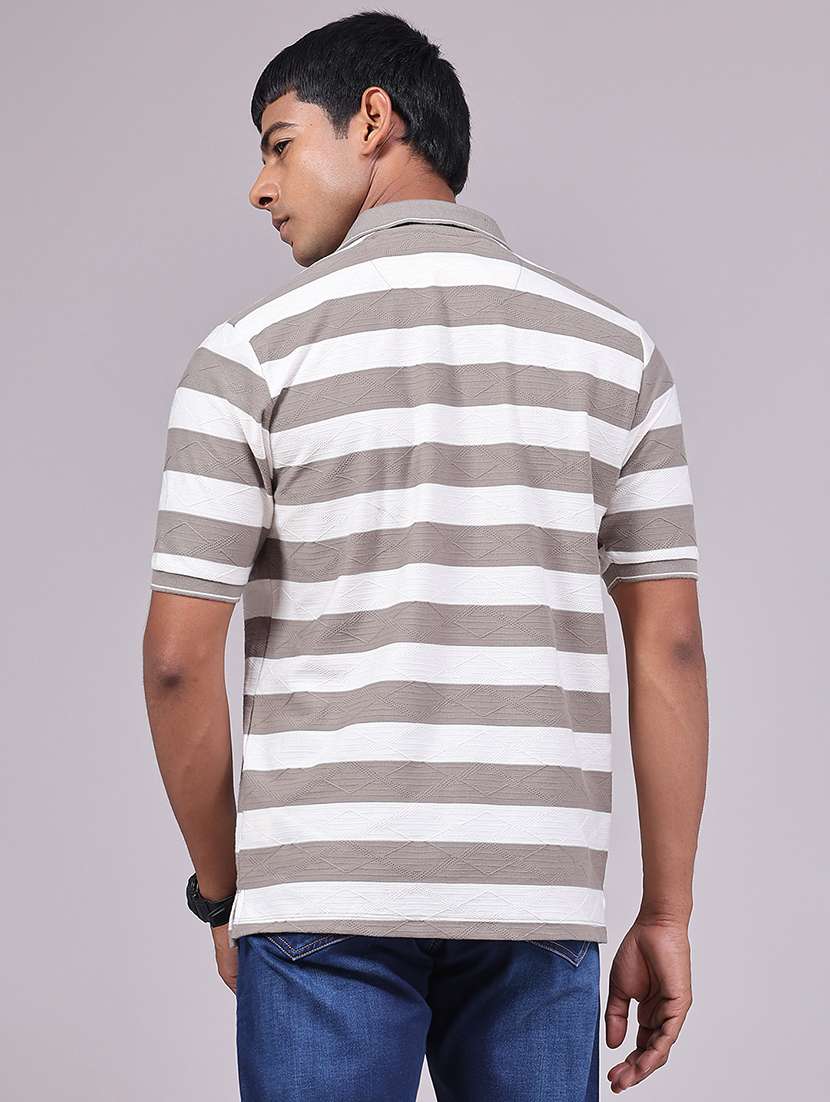 Men Striped Short Sleeve Regular Fit Polo T-shirt - 22403706 -  Standard Image - 4
