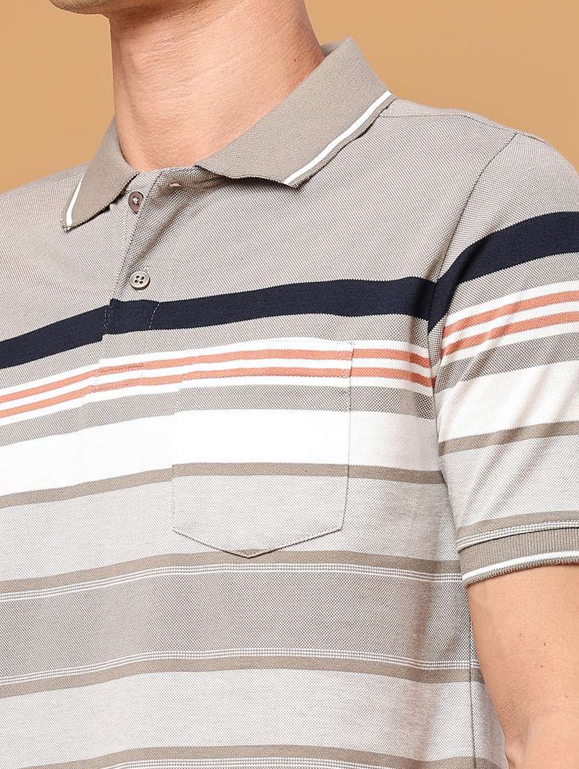 Men Striped Short Sleeve Regular Fit Polo T-shirt - 22403709 -  Standard Image - 1