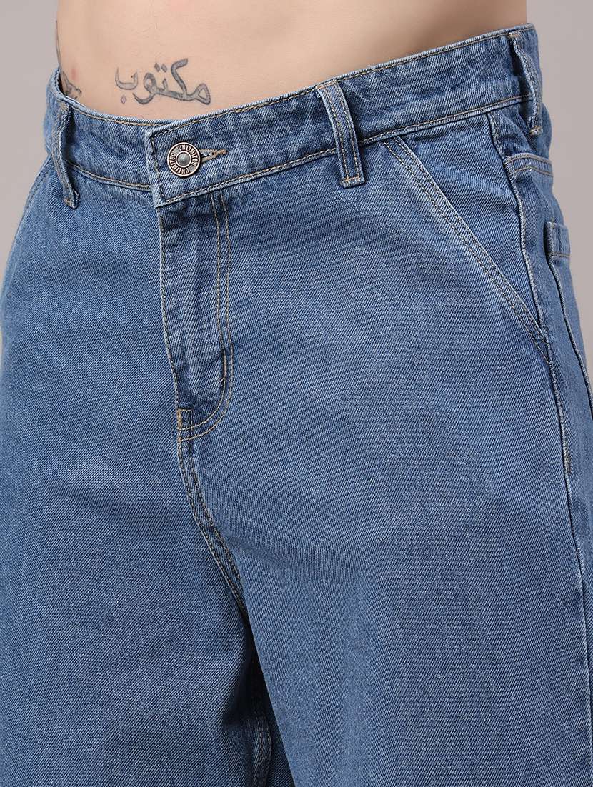 men solid mid rise baggy jeans - 22403731 -  Standard Image - 1